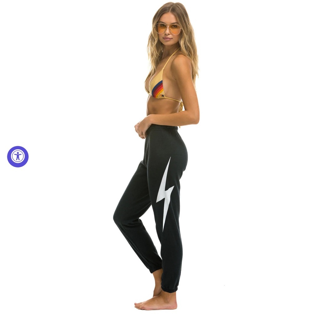 Aviator Nation Black Lightning Bolt Sweatpants